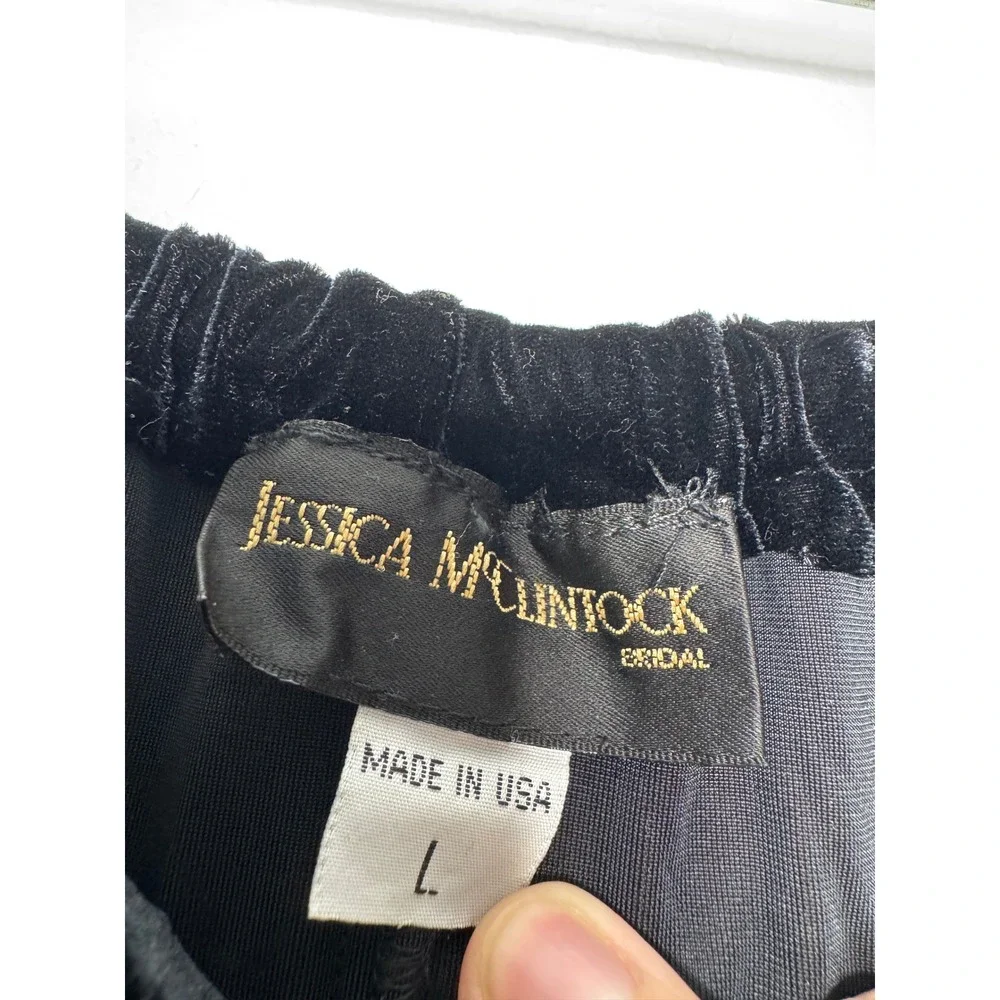 Jessica McClintock Bridal‎ Black Velvet Maxi Skirt Elastic Waist USA Made Size L